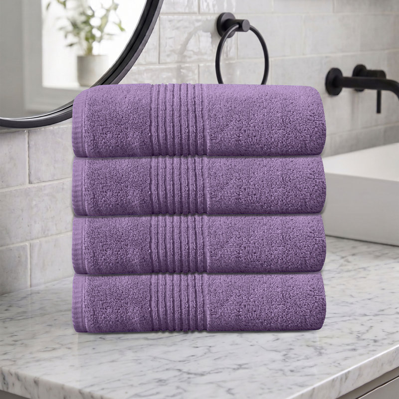 Ensemble de serviettes de bain 100% coton 500 g / m² zéro absorbant Phoebe Home Weavers, 27 po x 54 po (4) (4 serviettes de bain), mauve