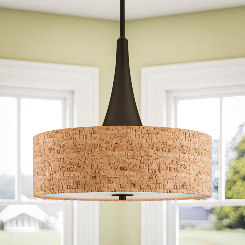 Luminaire suspendu cylindrique unique à 3 lumières Eliot, Bronze huilé