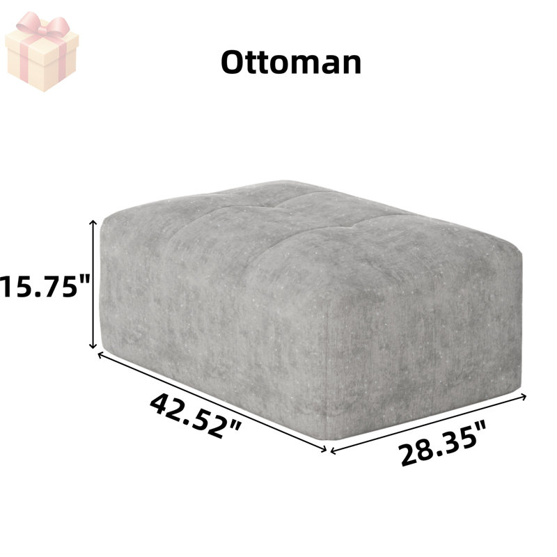 Ensemble de canapé modulaire surdimensionné moderne avec tissu en chenille scintillant, flexibilité modulaire et aucun assemblage requis
