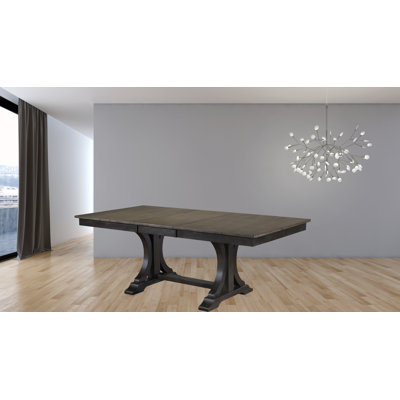 Chelsen Extendable Removable Leaf Solid Wood Double Pedestal Dining Table by Rosalind Wheeler
