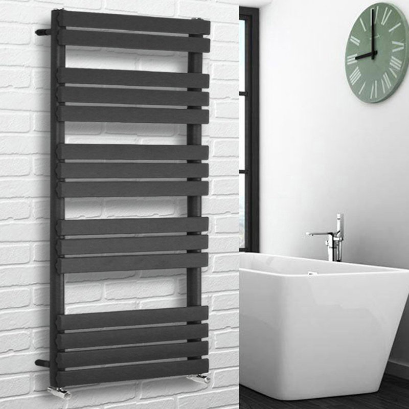 Burson Flat Panel Towel Rail Heated Towel Rails, 160cm H x 45cm W x 6.2cm D, Anthracite