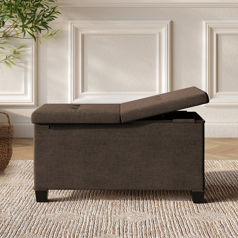 Banc de rangement avec repose-pieds Vérrant, H 15 po x l 30 po x P 15 po, Brown