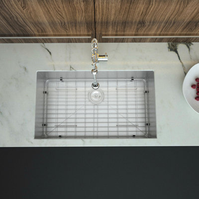 32"X19"X9" Undermount Sink - Stainless Steel Kitchen Basin With Condensation Prevention Coating And Drying Rack 32 Inch Deep Noise Reduction Pad Efficient Drainage
