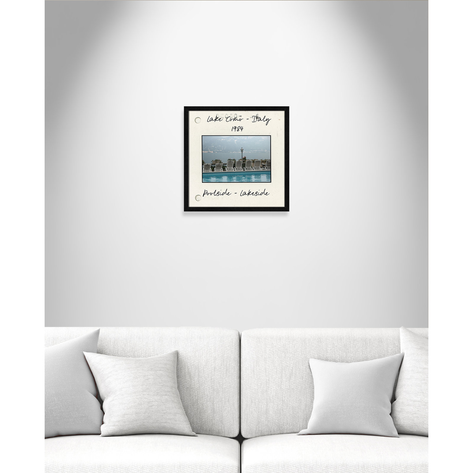 Travel Slide Collection "Lake Como, Italy" Print, Black Single Picture Framed Paper, 17" H x 17" W x 0.75" D