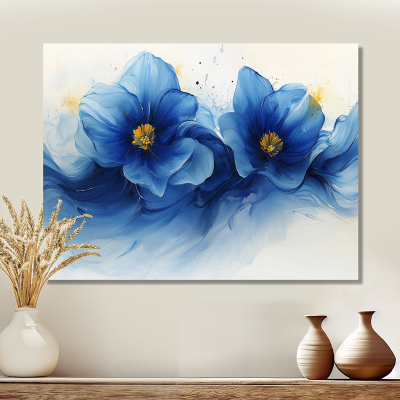 Blanc sur velours bleu jonquilles Bloom I - impression d'art en métal traditionnel, jonquilles en métal, H 30 po x l 40 po
