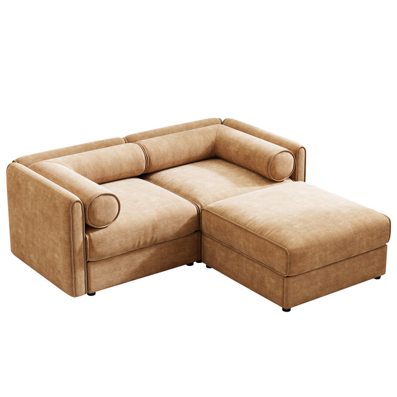 Chenille de chameau moderne 2 - avec sièges cylindriques et de rangement, tissu doux pour le confort, espace de rangement caché, personnalisation de conception modulaire, tissu de support d'assise à assemblage simple, disposition, rapide