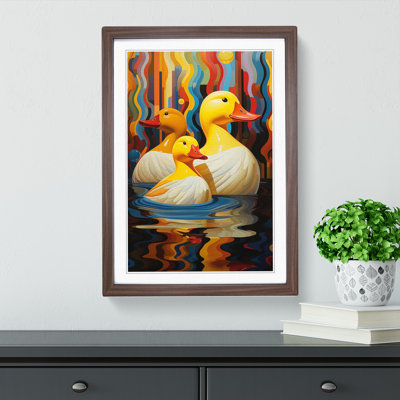 Rubber Ducks Art Deco - Single Picture Frame Print on Wood