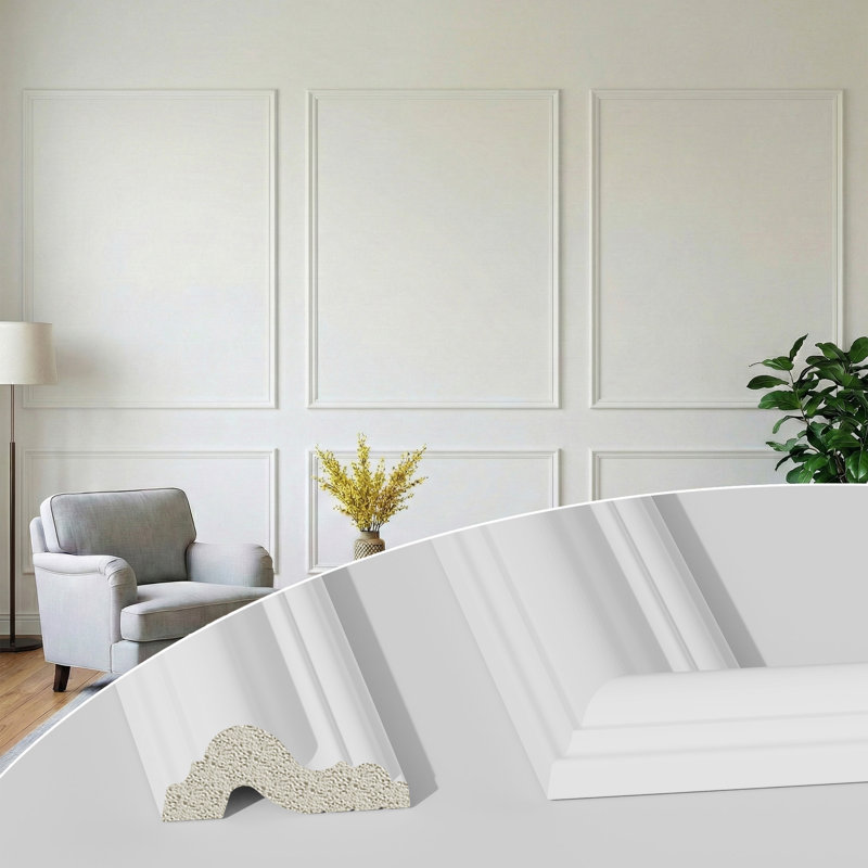 Pre-Cut Wall Molding Kit, 6-Frame PS Wainscoting Panel Set for Accent Walls and Full Wall Design