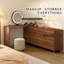 Bureau de coiffeuse avec miroir et lumières, commode de maquillage extensible en noyer Mid-Century de 70 à 110 pouces avec commode 9 tiroirs de 63 pouces et bureau de coiffeuse en L, sans tabouret, brun