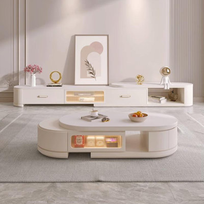 Table basse extensible crème