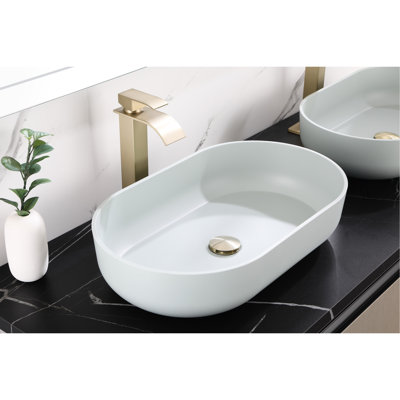 24"X14" Bathroom Vessel Sink Oval - Above Counter Installation, Blue Abs, Hygienic, , With Resistance To Scratching, Fading, Impact, Efficient Drainage And Fast Water Flow Function