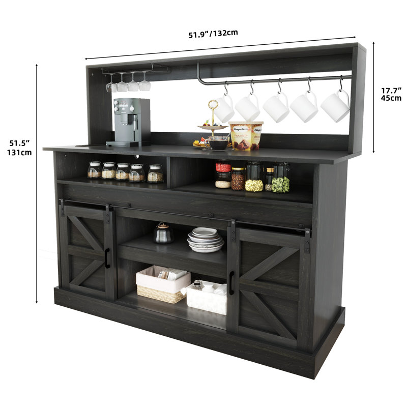  Armoire-buffet 52 po avec rangement Gracie Oaks, Gris / Gris