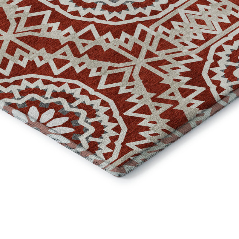 Tapis rouge Cerrito lavable à la machine de qualité supérieure, Rectangle 10 pi x 14 pi