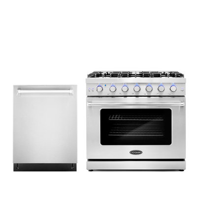 2 Piece Kitchen Package with 36" Freestanding Gas Range & 24" Dishwasher