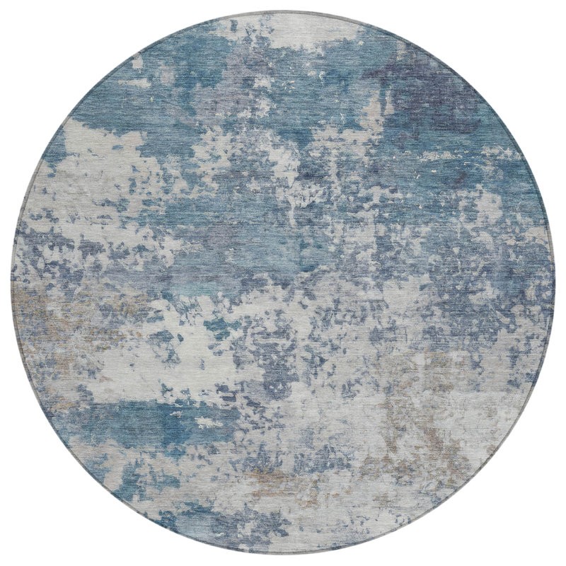 Machine Washable Indoor/Outdoor Jadiel ACN2366 Abstract Rug, Round 8'