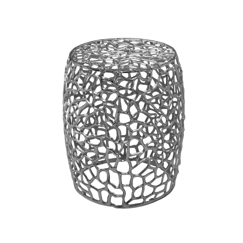 Table de bout en aluminium Modern Glam, Argent argent