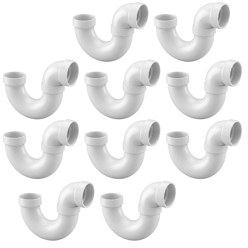 Siphon en P 3 po en PVC avec joint de soudure H x H, drain en PVC blanc, raccord d'évacuation et d'évacuation, (paquet de 10)