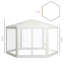 Tente de réception extérieure 13 po x 11 po, abri de soleil à abat-jour hexagonal avec parois de protection en filet, cordes et piquets, blanc crème-678772336