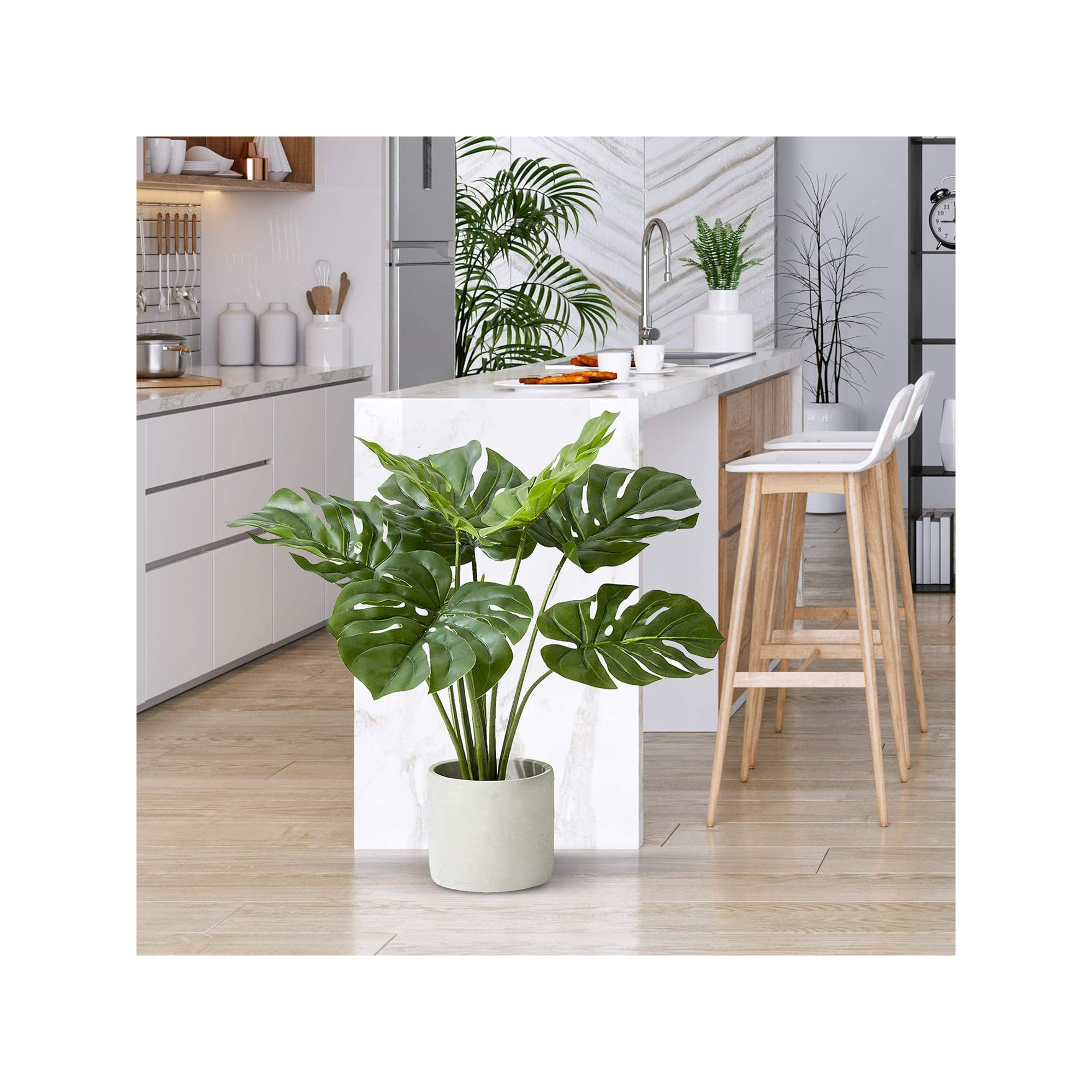 21'' Faux Evergreen Plant in Cement Pot, 8