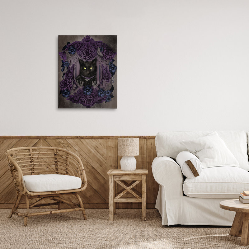 Chat avec des fleurs de style gothique, design par Lori Mosley, H 20 po x l 16 po