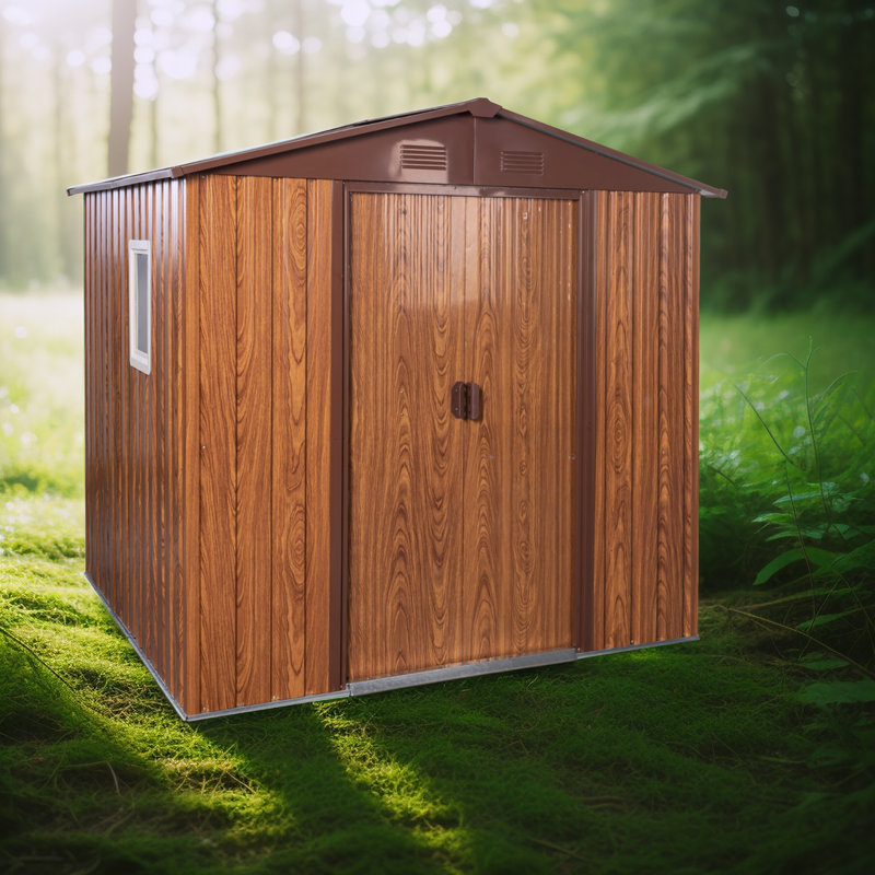 Metal Storage Shed, Coffee, 72" H x 72" W x 62" D