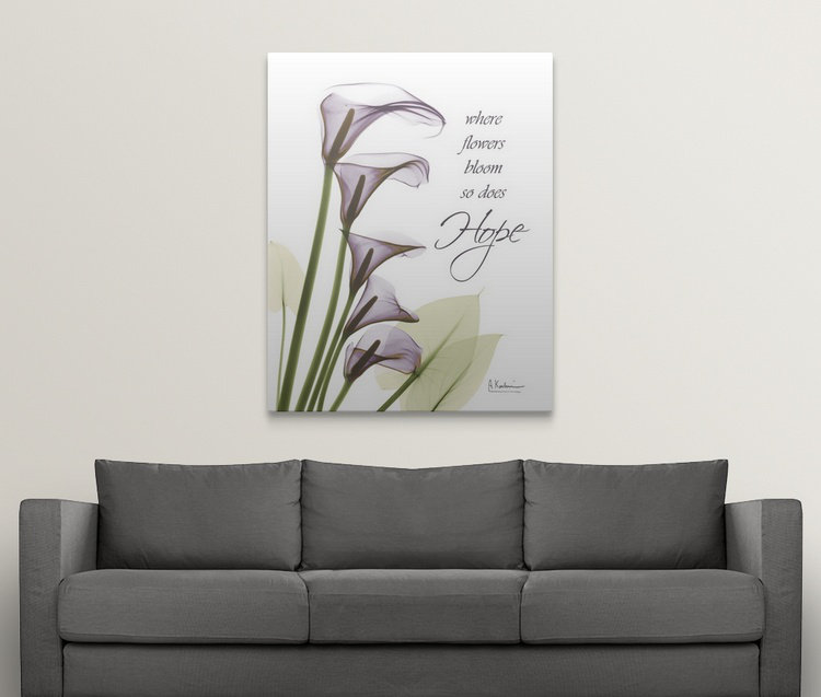Reproduction de photo de Manigault "Calla Lilies Hope X-Ray" par Kiranjit, H 20 po x l 16 po x P 1,5 po, Toile