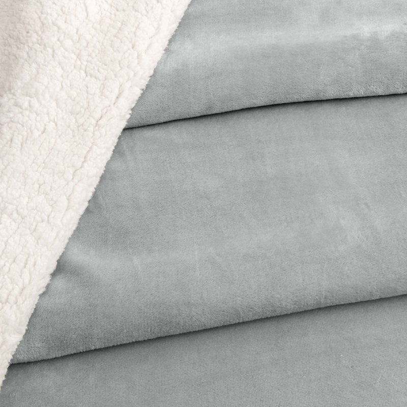 Couverture sherpa ultra douce et moelleuse, Très grand, Gris glacé