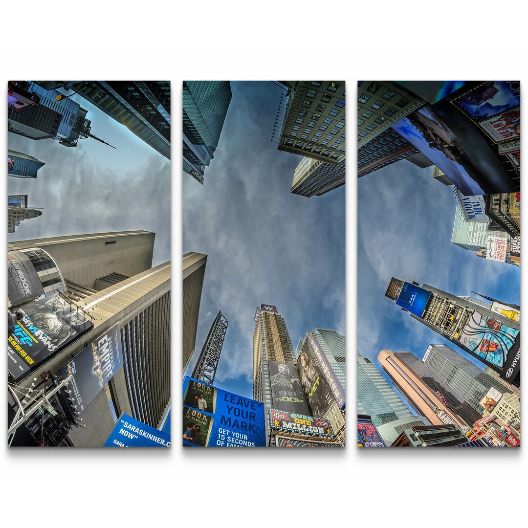 3-tlg. Leinwandbilder-Set Wolkenkratzer am Times Square New York City