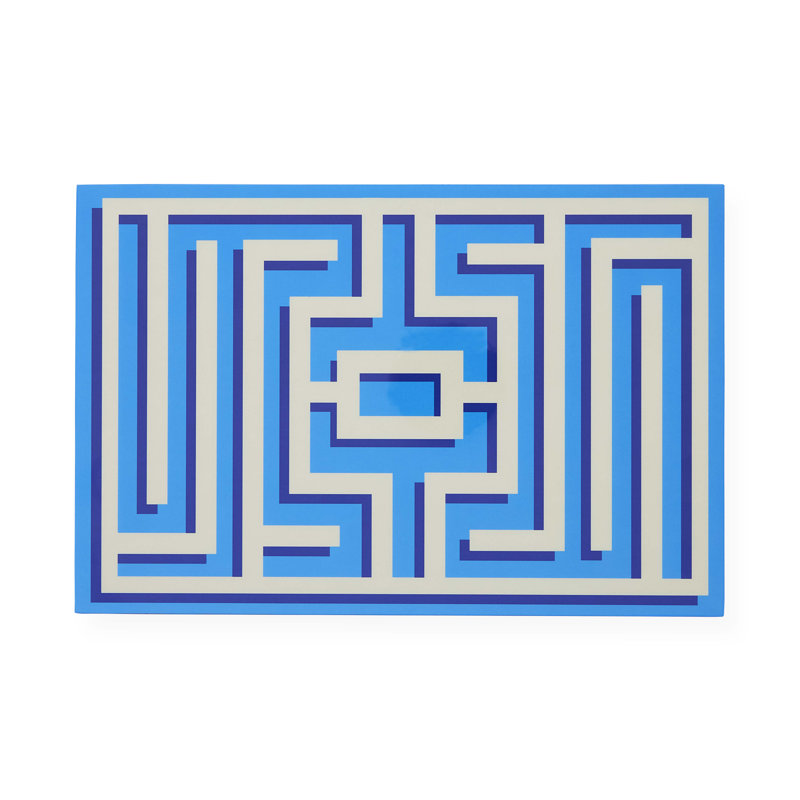 Labyrinth Lacquer Decorative Box, Blue, 3" H x 12" W x 8" D