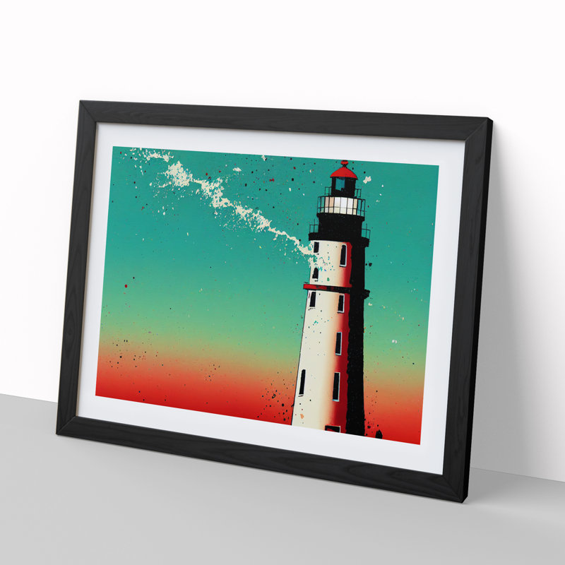 XH1022-6645X Painted Lighthouse Vol.1 - Single Picture Frame Print, Black Framed, 34cm H x 46cm W x 2cm D