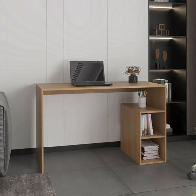 Bureau d'ordinateur, 3 tablettes, pin clair