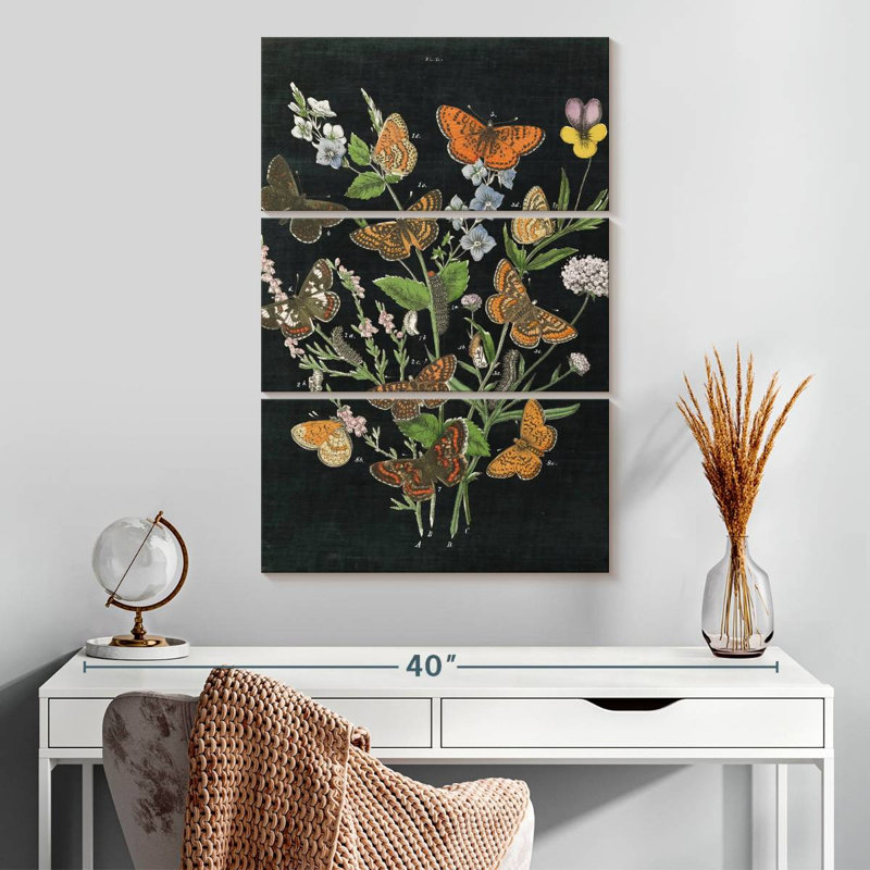 Brampt Butterfly Bouquet On Black I, 32" H x 20" W