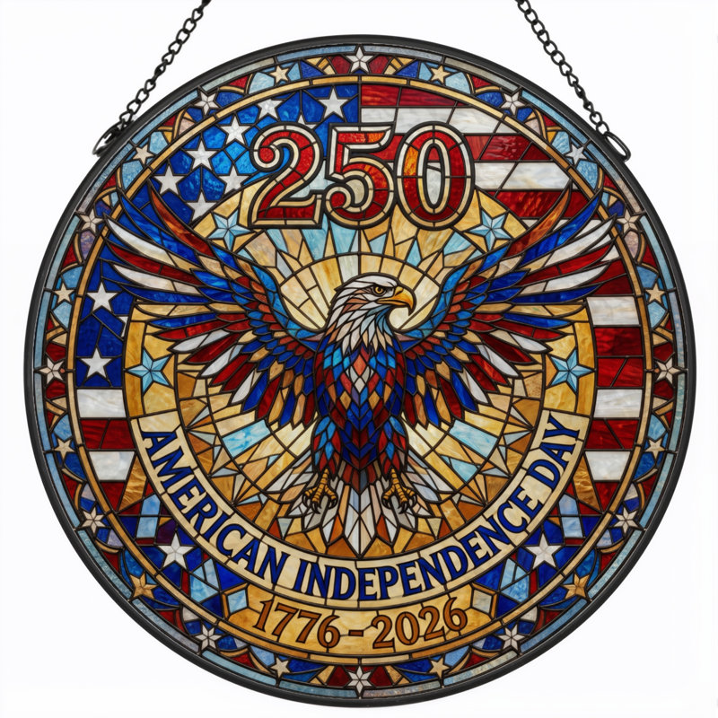 Panneau de fenêtre en verre pour décoration intérieure American Eagle USA 250th Anniversary - H 12 po, H 12 po