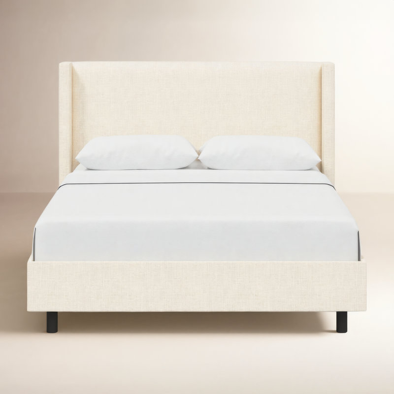 Hanson Upholstered Wingback Platform Bed, Full, Classic Ochre Boucle
