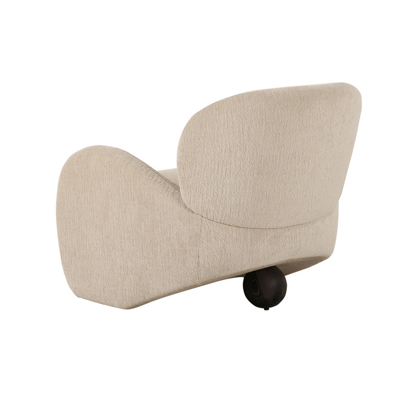 Moderno Beige Accent Chair with Wooden Sphere Base