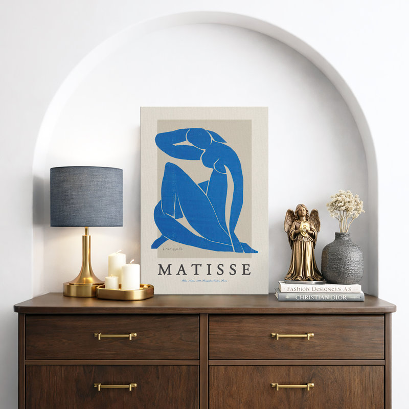Blue Matisse Style Figure Artwork, Modern Abstract Human Form Pictures, Framed Canvas Giclee Print Wall Art, Wrapped Canvas