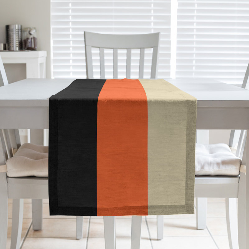 Chemin de table Seattle, San Francisco, 72 po x 16 po, Noir / Orange / Crème