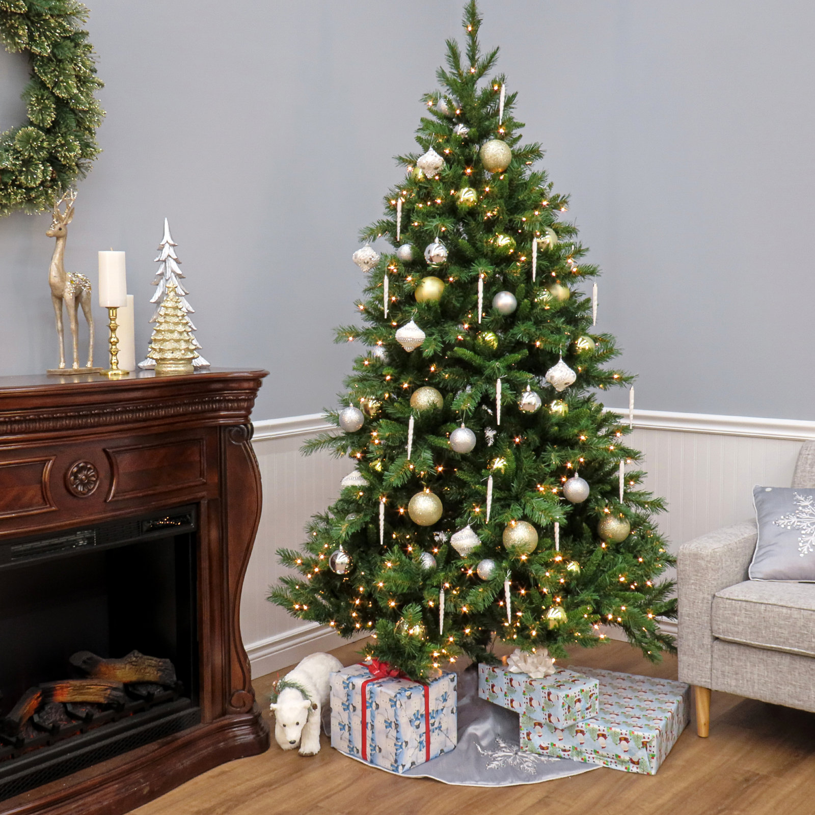 Pre-Lit Fir Christmas Tree, 78" H
