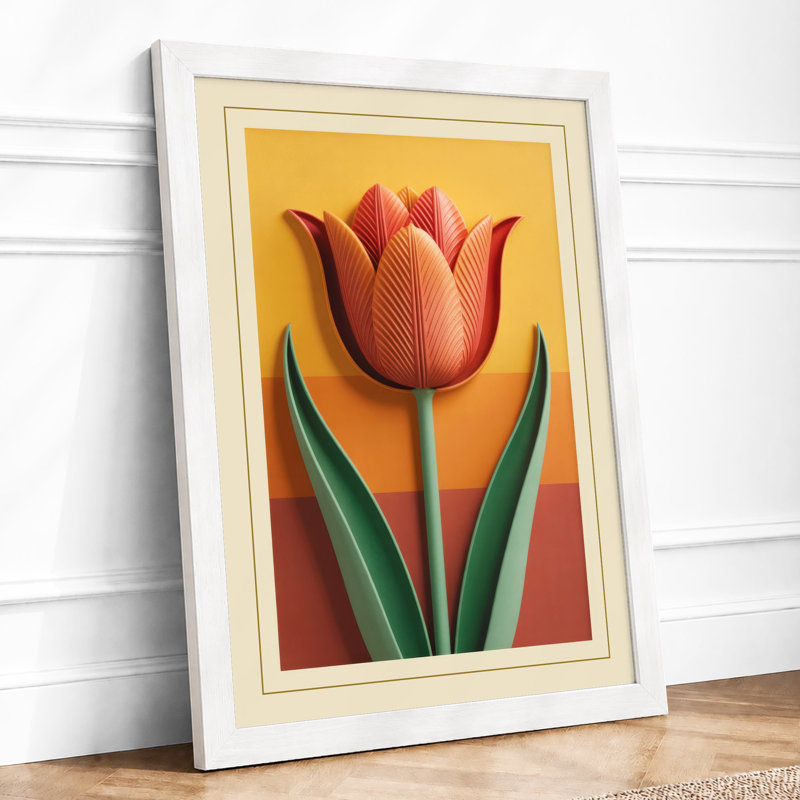 Single Stem Study Botanical - Framed Print, A1 - 84.1 x 59.4 cm, White