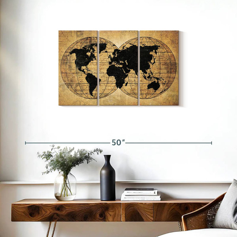 Aliaz Old Globe World Map, 20" H x 33" W