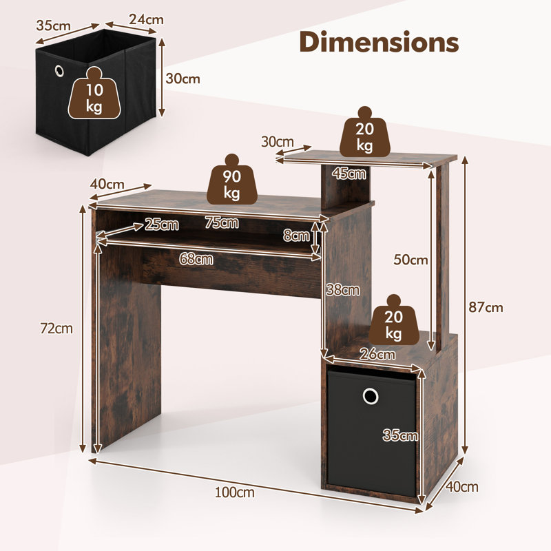 Daxten Computer Desk, Brown