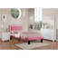 Mobilier de chambre à coucher moderne lit double en similicuir rose avec pieds en bois capitonné-727452324