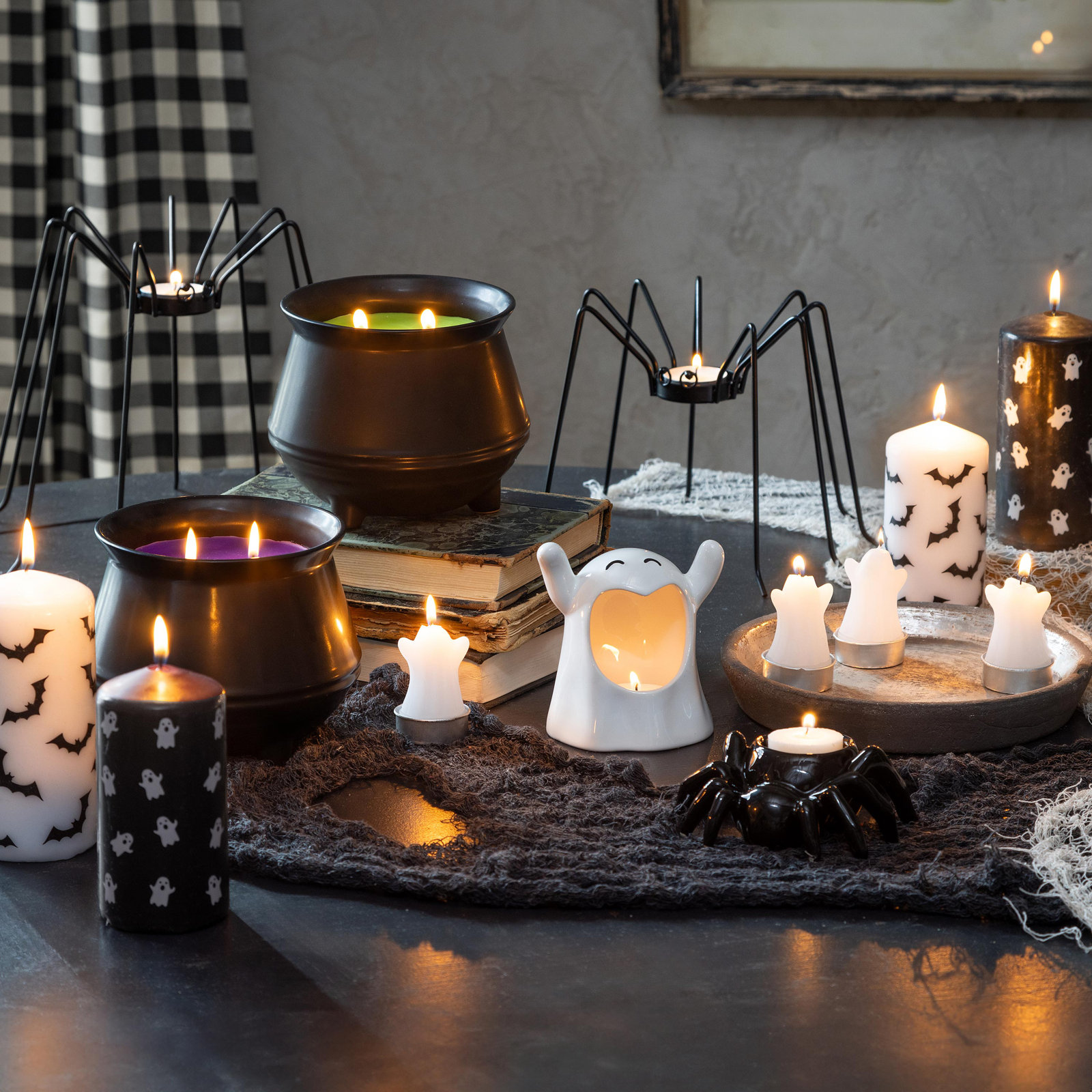 Hallowen Bat Pillar Wax Candle, Set of 2
