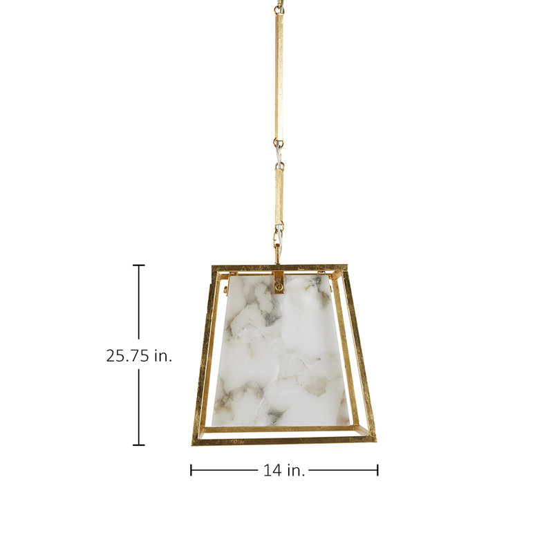 Stacey 4 - Light Unique / Statement Geometric Chandelier with Alabaster Accents, Gilded Gold