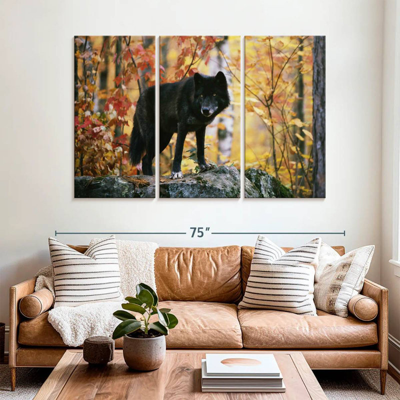 Autumn Black Wolf, 42" H x 65" W
