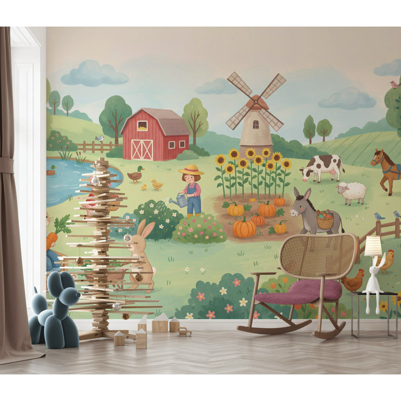 Papier peint animaux fantaisistes, L: 170 po x H: 108 po, Non-collé