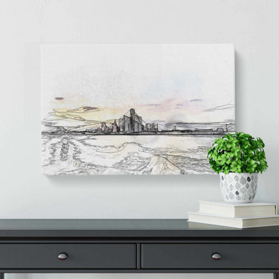 Sunrise Over The Detroit Skyline In Abstract - Wrapped Canvas