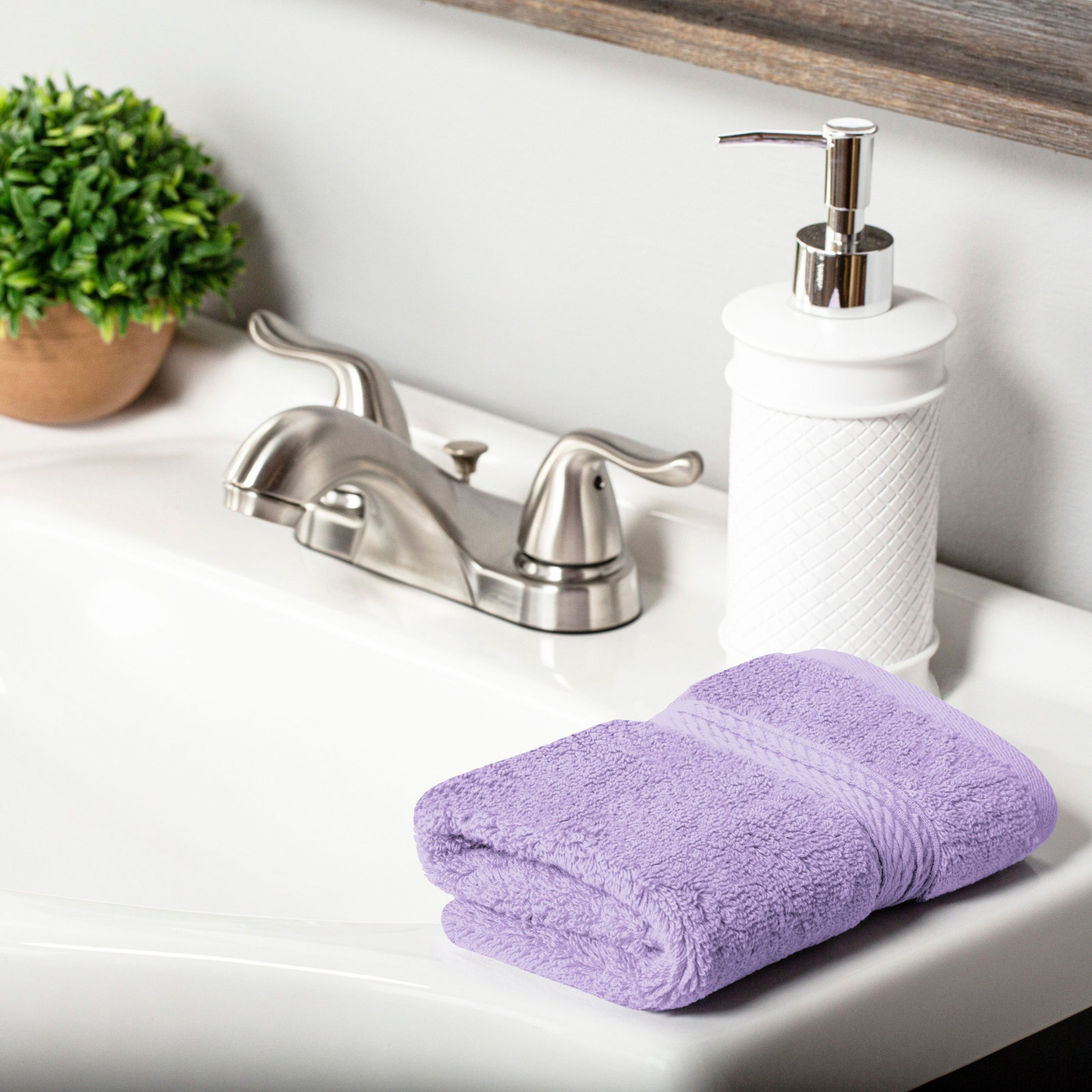 Egyptian Cotton Washcloth Set, Purple, Washcloth - 6 Pack