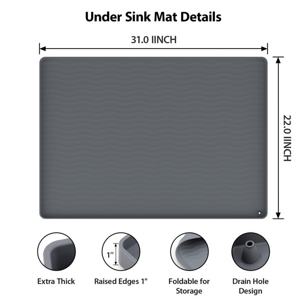 Lordear 31x 22Under Sink Mat Waterproof Kitchen Cabinet Mat