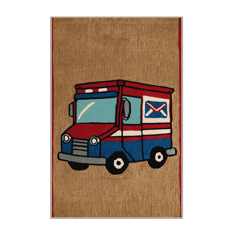 Machine Washable Transportation Brown Area Rug, Rectangulaire 2 pi x 3 pi